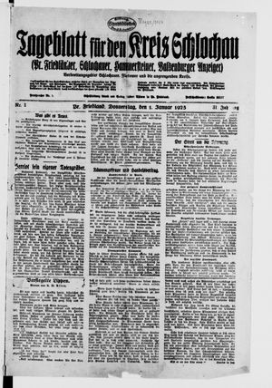 Tageblatt für den Kreis Schlochau vom 01.01.1925