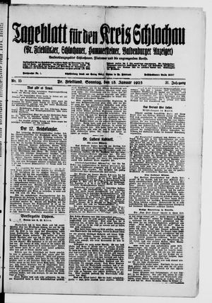 Tageblatt für den Kreis Schlochau on Jan 18, 1925
