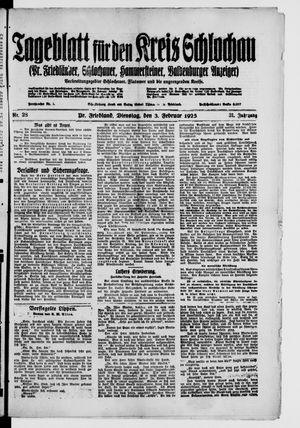 Tageblatt für den Kreis Schlochau on Feb 3, 1925