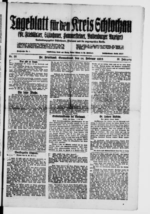 Tageblatt für den Kreis Schlochau vom 14.02.1925