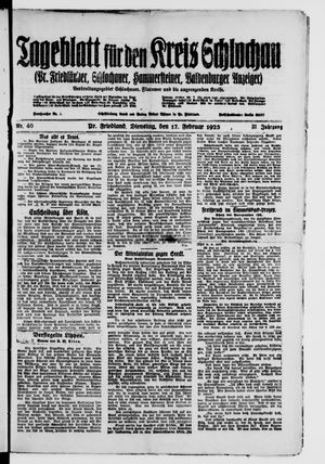 Tageblatt für den Kreis Schlochau on Feb 17, 1925