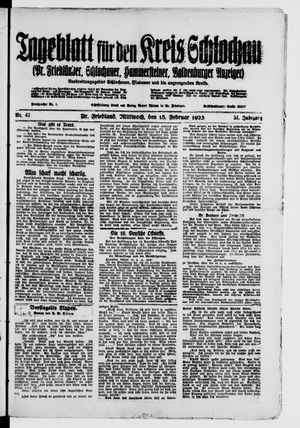 Tageblatt für den Kreis Schlochau vom 18.02.1925