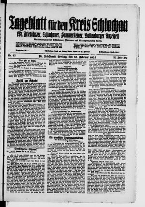 Tageblatt für den Kreis Schlochau on Feb 20, 1925