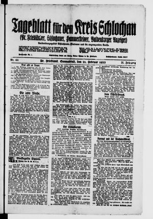 Tageblatt für den Kreis Schlochau on Feb 21, 1925