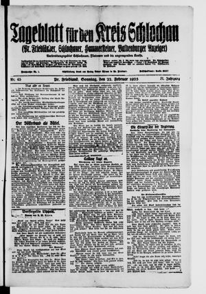 Tageblatt für den Kreis Schlochau on Feb 22, 1925