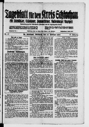Tageblatt für den Kreis Schlochau vom 25.02.1925