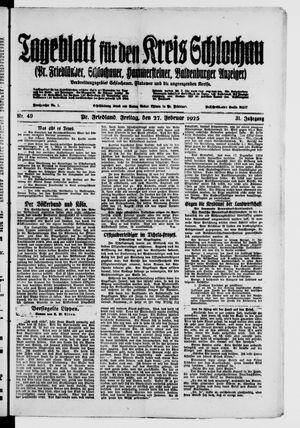Tageblatt für den Kreis Schlochau on Feb 27, 1925