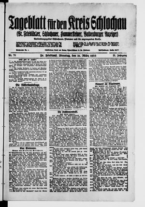 Tageblatt für den Kreis Schlochau vom 31.03.1925