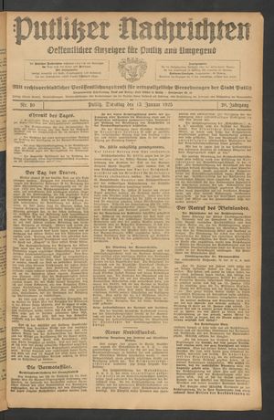 Putlitzer Nachrichten vom 13.01.1925