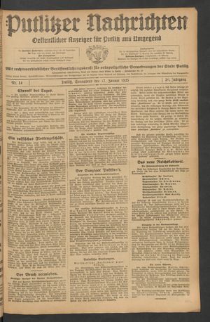 Putlitzer Nachrichten vom 17.01.1925