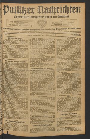 Putlitzer Nachrichten vom 07.02.1925