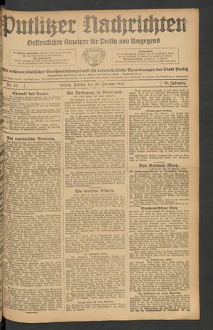 Putlitzer Nachrichten vom 20.02.1925