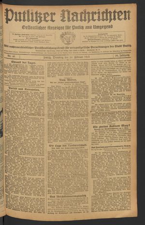 Putlitzer Nachrichten vom 24.02.1925