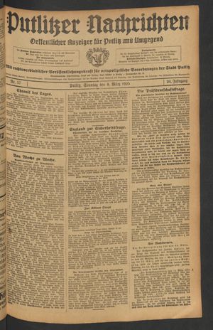 Putlitzer Nachrichten on Mar 8, 1925