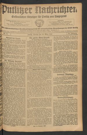 Putlitzer Nachrichten vom 13.03.1925