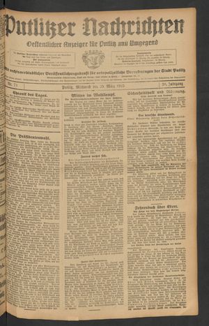 Putlitzer Nachrichten vom 25.03.1925