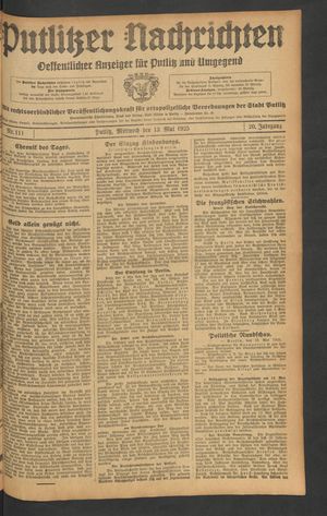 Putlitzer Nachrichten vom 13.05.1925
