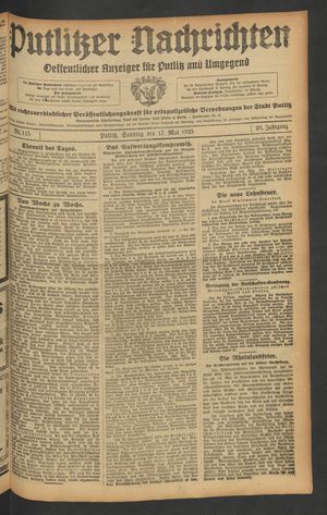 Putlitzer Nachrichten vom 17.05.1925