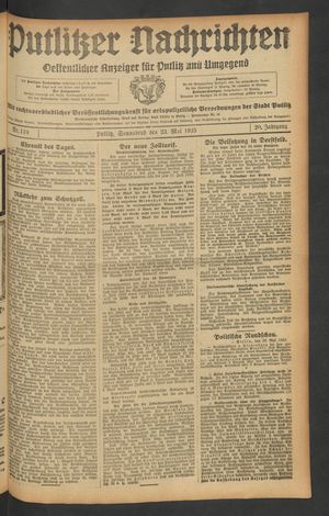 Putlitzer Nachrichten vom 23.05.1925
