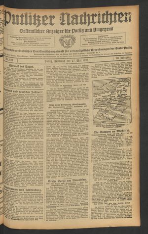Putlitzer Nachrichten vom 27.05.1925