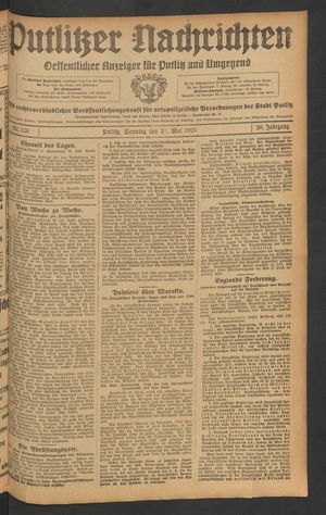 Putlitzer Nachrichten vom 31.05.1925