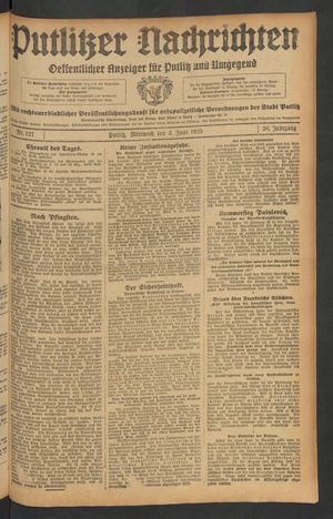 Putlitzer Nachrichten vom 03.06.1925