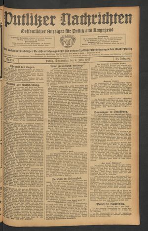 Putlitzer Nachrichten vom 04.06.1925