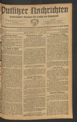 Putlitzer Nachrichten on Jun 7, 1925