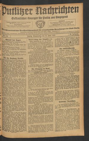 Putlitzer Nachrichten vom 11.06.1925