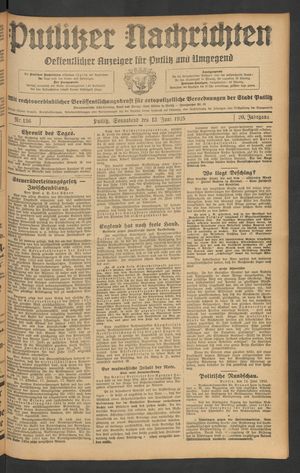 Putlitzer Nachrichten vom 13.06.1925