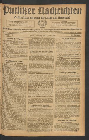 Putlitzer Nachrichten vom 14.06.1925