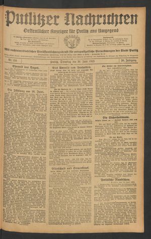 Putlitzer Nachrichten vom 16.06.1925