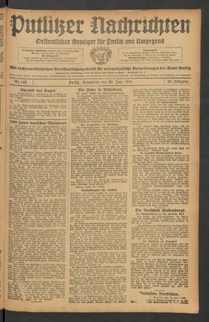 Putlitzer Nachrichten vom 20.06.1925