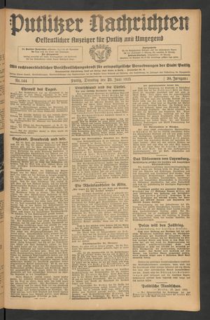 Putlitzer Nachrichten vom 23.06.1925