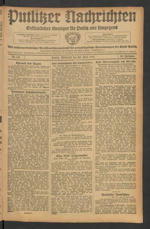 Putlitzer Nachrichten vom 24.06.1925
