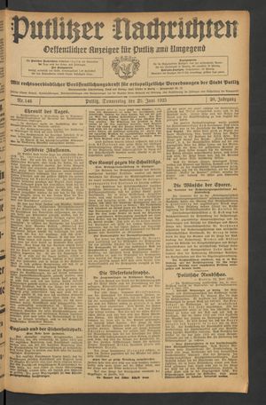 Putlitzer Nachrichten on Jun 25, 1925