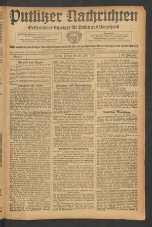 Putlitzer Nachrichten vom 26.06.1925