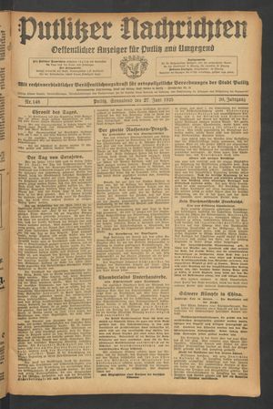 Putlitzer Nachrichten vom 27.06.1925