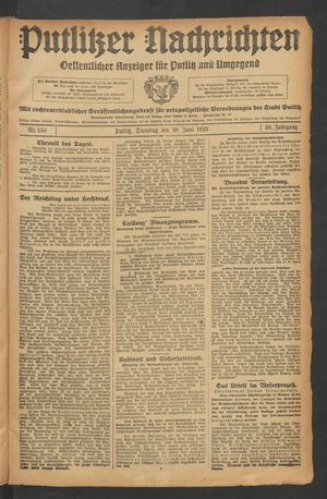 Putlitzer Nachrichten vom 30.06.1925