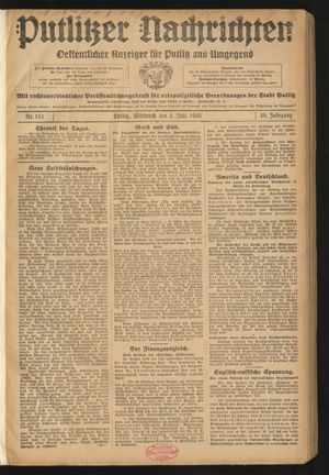 Putlitzer Nachrichten vom 01.07.1925