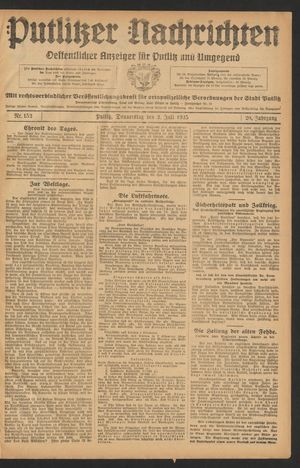 Putlitzer Nachrichten vom 02.07.1925