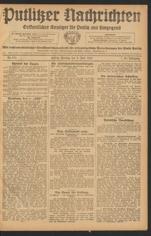 Putlitzer Nachrichten vom 03.07.1925