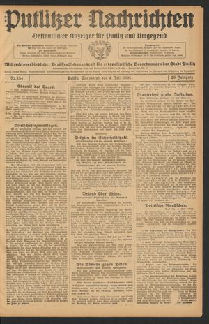 Putlitzer Nachrichten vom 04.07.1925