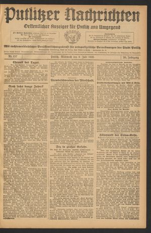 Putlitzer Nachrichten on Jul 8, 1925