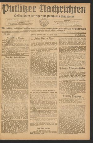 Putlitzer Nachrichten vom 10.07.1925