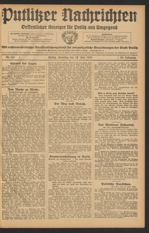 Putlitzer Nachrichten vom 12.07.1925
