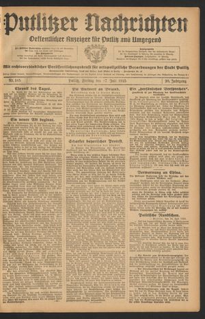 Putlitzer Nachrichten vom 17.07.1925