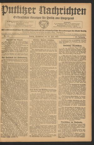 Putlitzer Nachrichten vom 18.07.1925