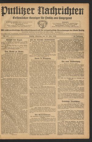 Putlitzer Nachrichten vom 19.07.1925