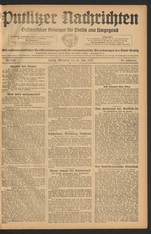 Putlitzer Nachrichten vom 22.07.1925